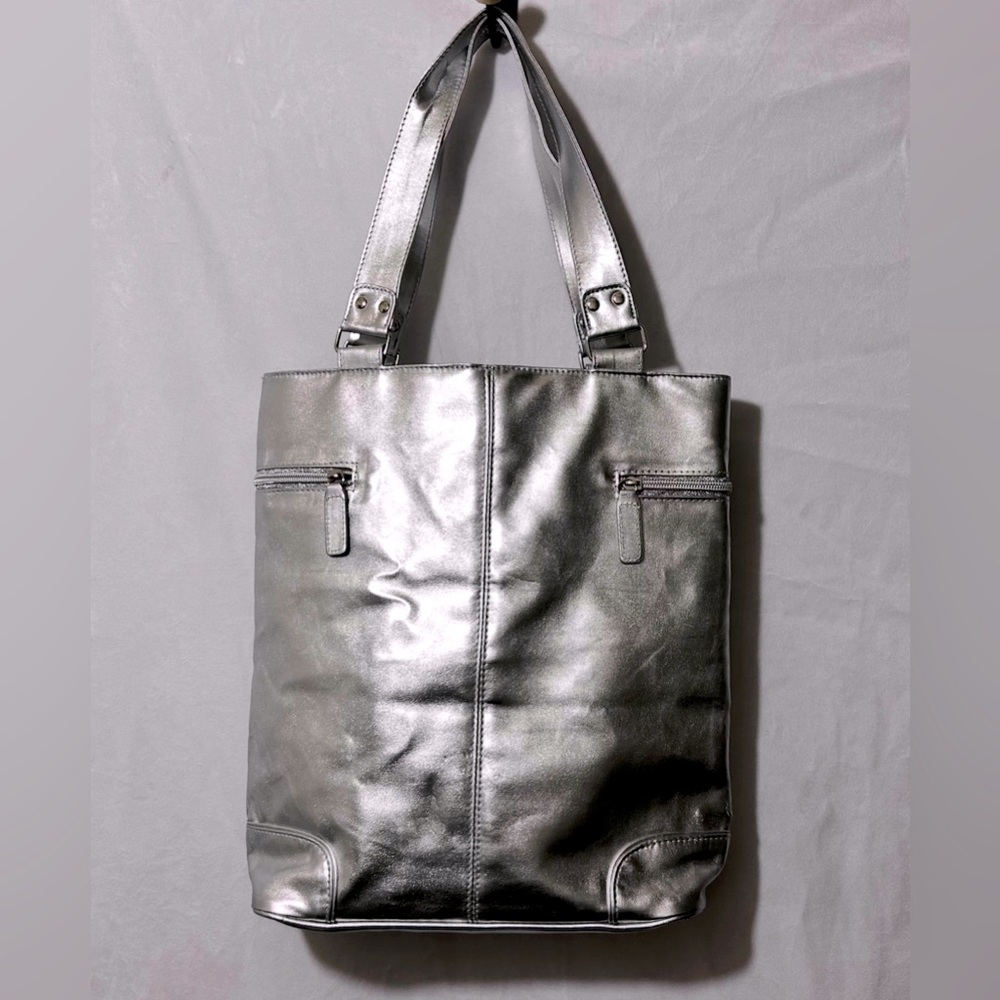 Ralph Lauren Fragrances Silver Tote/ Shoulder Bag with turquoise lining.